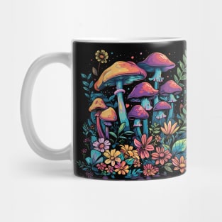 Goblincore Cozy Purple Dark Cottagecore Mushroom Floral Mug